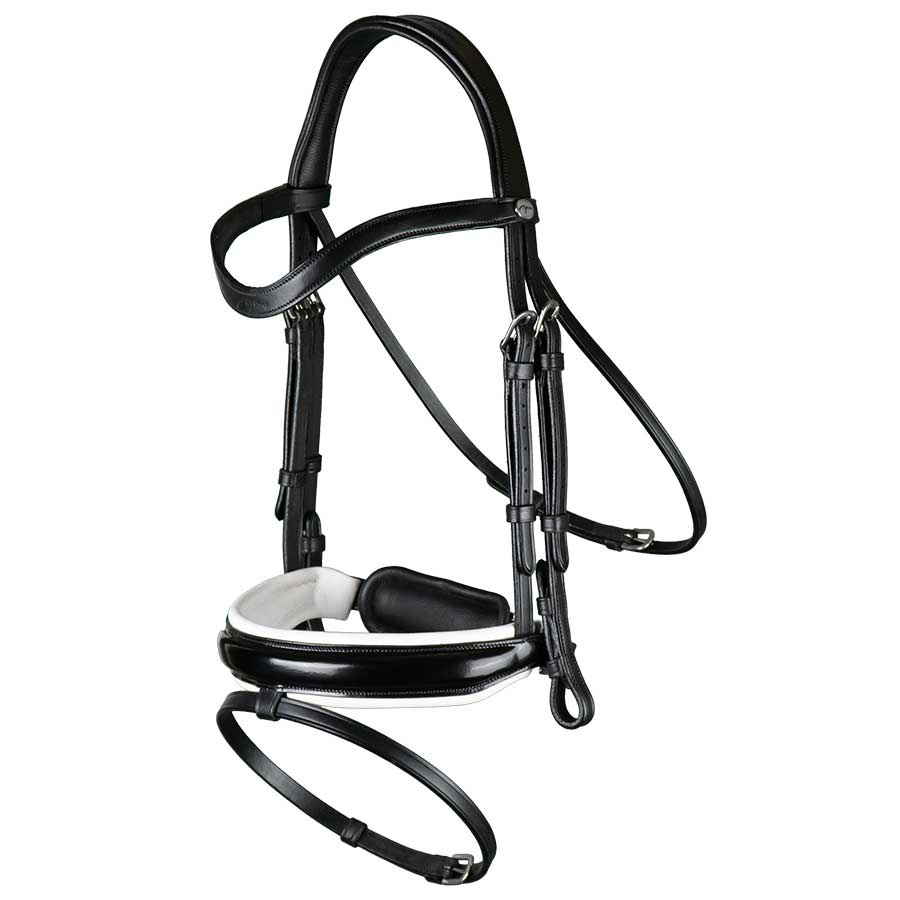 Bride de dressage Vernie/Doublée Blanc WC Noir