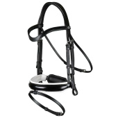 Bride de dressage Vernie/Doublée Blanc WC Noir Bride de dressage Vernie/Doublée Blanc WC Noir