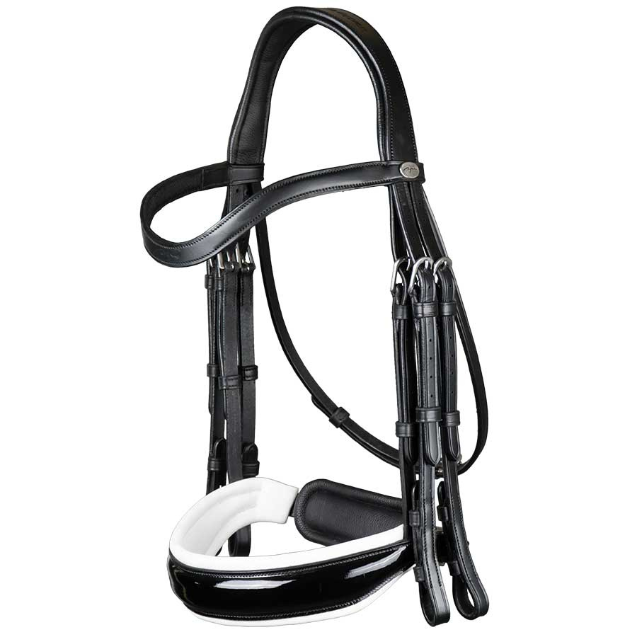 Bride de dressage Laqué/Doublé Blanc WC Noir