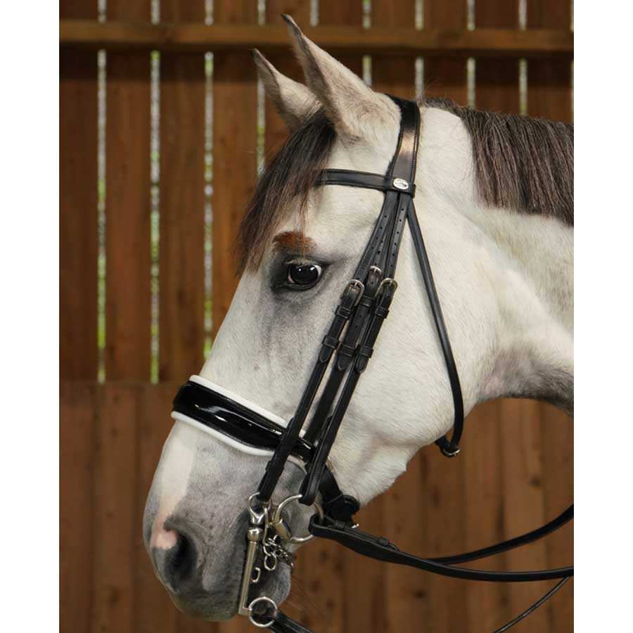 Bride de dressage Laqué/Doublé Blanc WC Noir